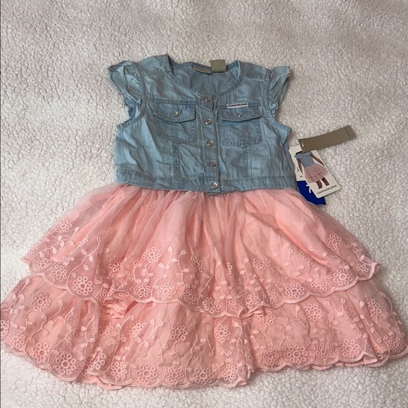 Calvin Klein Jeans Casual Blue and Pink Tiered Sundress - Picture 1 of 9